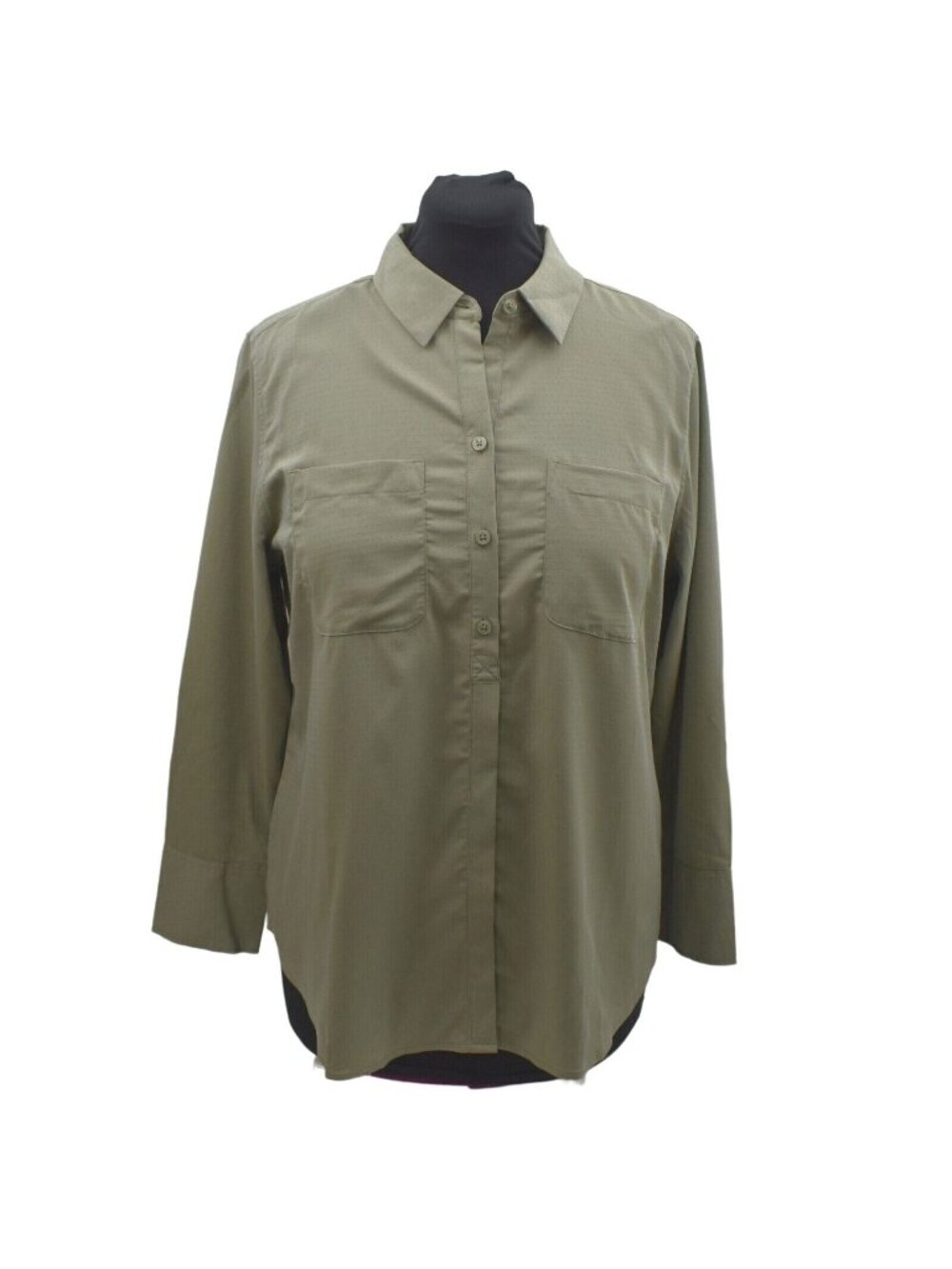 Chicos Blouse Top Silky Soft Dobby Textured Half Placket Womens 12P 14P New